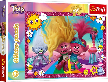 Trefl Trolls Glitter Puzzle Trolls 3, 100 Pcs