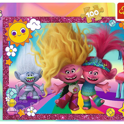 Trefl Trolls Glitter Puzzle Trolls 3, 100 Pcs
