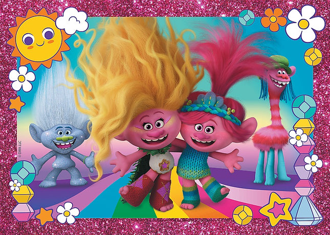 Trefl Trolls Glitzer Puzzle Trolls 3, 100 Teile