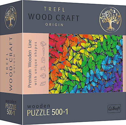 Trefl Holzpuzzle Regenbogen-Schmetterlinge 500+1 Teile