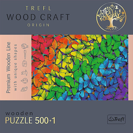Trefl Holzpuzzle Regenbogen-Schmetterlinge 500+1 Teile