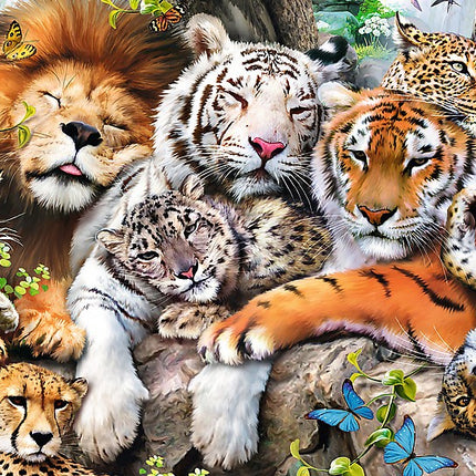 Trefl Holzpuzzle Wilde Katzen im Dschungel 500+1 Teile