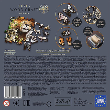 Trefl Holzpuzzle Wilde Katzen im Dschungel 500+1 Teile