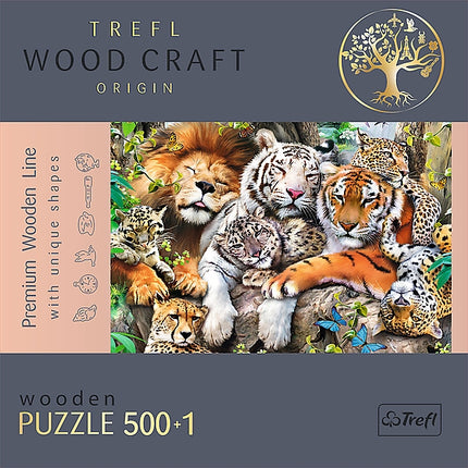 Trefl Holzpuzzle Wilde Katzen im Dschungel 500+1 Teile