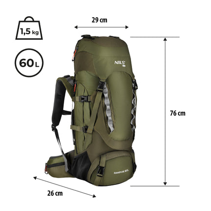 Trekkingrucksack 60L mit verstellbarer Rückenlänge