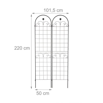 Treillis 220 cm lot de 2 noir