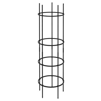 Black steel 4-layer plant holder and tomato cage for balcony garden