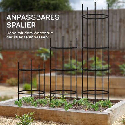Black steel 4-layer plant holder and tomato cage for balcony garden