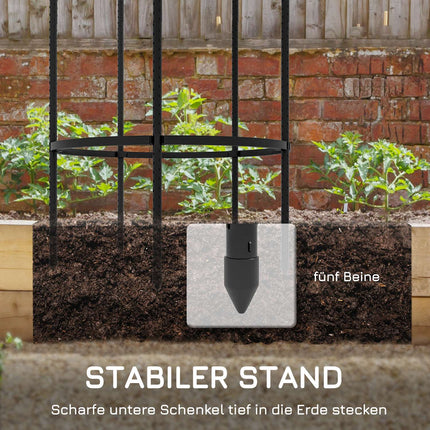 Black steel 4-layer plant holder and tomato cage for balcony garden