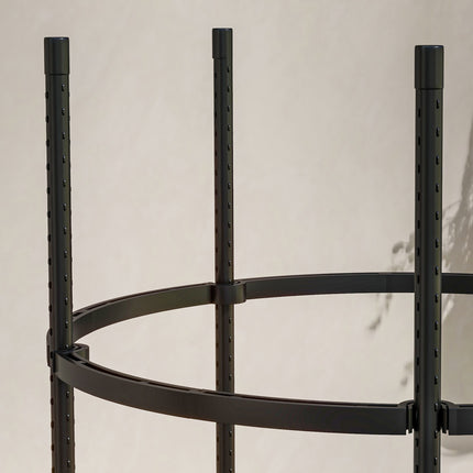 Black steel 4-layer plant holder and tomato cage for balcony garden
