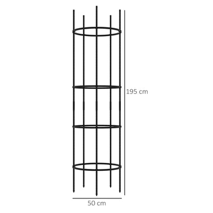 Black steel 4-layer plant holder and tomato cage for balcony garden