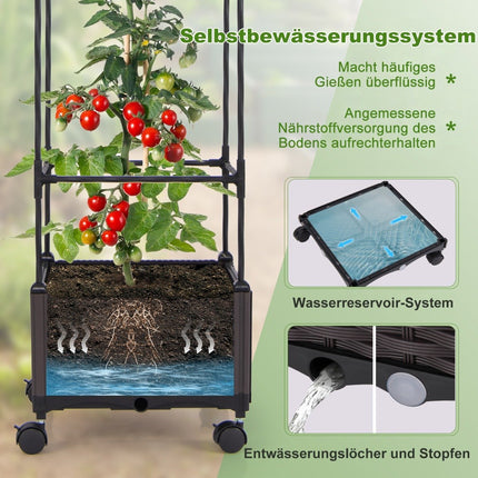 Trellis met bloembak op wielen Hoogteverstelbare tuinobelisk 40 x 40 x 170 cm