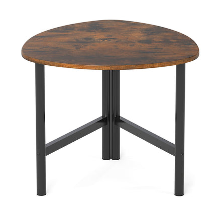 Dreieckiger Couchtisch mit Metallbeinen, Rustikales Braun