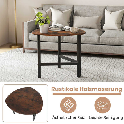 Dreieckiger Couchtisch mit Metallbeinen, Rustikales Braun