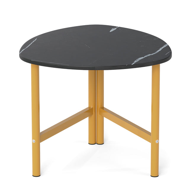 Triangular Coffee Table with Metal Legs, Rustic Brown