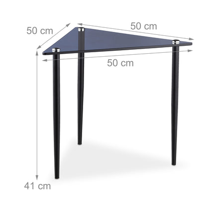Table d'appoint triangulaire en verre