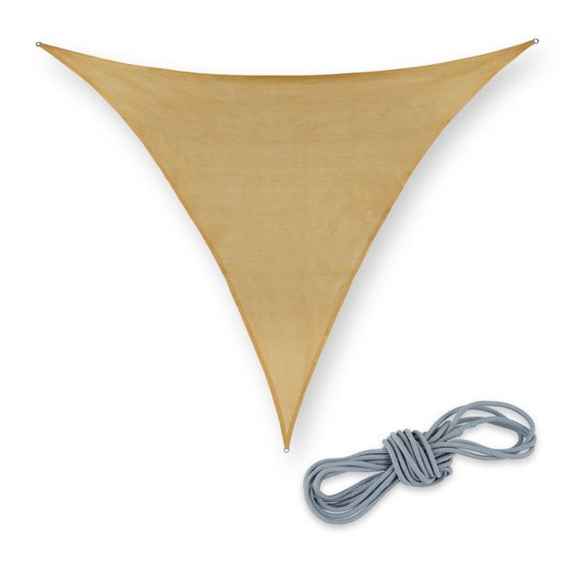 Dreieckiges sandfarbenes Sonnensegel aus Polyethylen