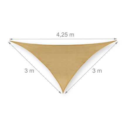 Triangular sand-colored polyethylene sun sail
