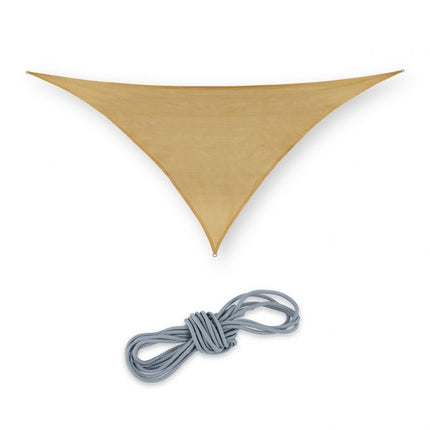 Triangular sand-colored polyethylene sun sail
