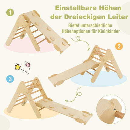 Ensemble de jouets d'escalade triangulaires en bois pour tout-petits avec triangle d'escalade naturel
