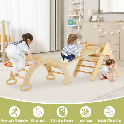 Ensemble de jouets d'escalade triangulaires en bois pour tout-petits avec triangle d'escalade naturel