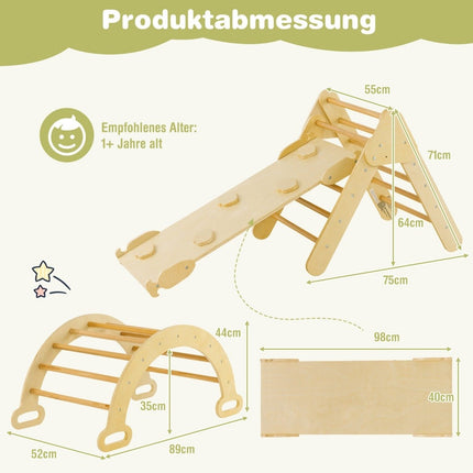 Ensemble de jouets d'escalade triangulaires en bois pour tout-petits avec triangle d'escalade naturel