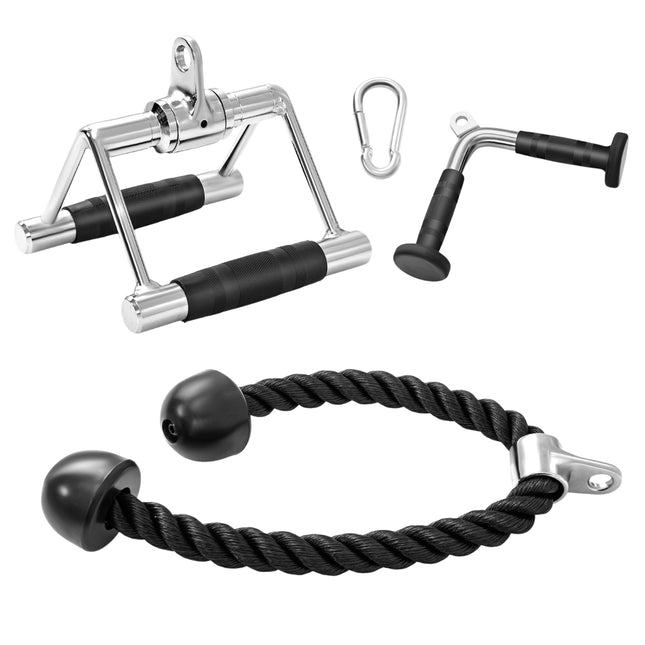 Trizeps-Kabelzug-Aufsatz-Set – V-Griff, Doppel-D, Seil
