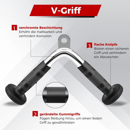 Sada kladkových úchytů na triceps – V-úchyt, dvojité D, rovná tyč
