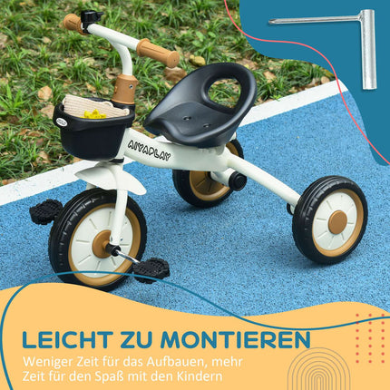 Tricycle for children, adjustable seat and basket, 2-5 years