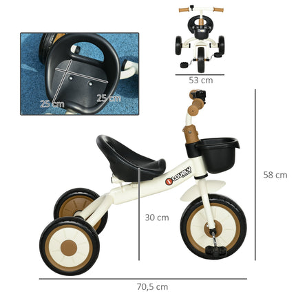 Tricycle for children, adjustable seat and basket, 2-5 years