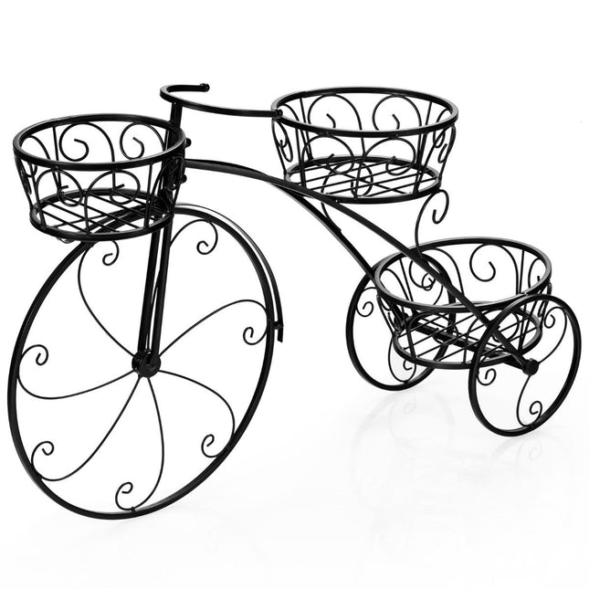 Dreirad-Pflanzenständer, Pariser Stil, Fahrrad-Pflanzenhalter, 80 x 52 cm, Schwarz