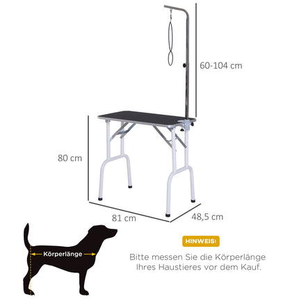 Schwarzer faltbarer Hundefrisiertisch, Metallrahmen, 81x48x80 cm