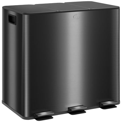 Triple Compartment 45L Stainless Steel Kitchen Bin