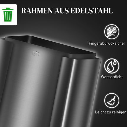 Triple Compartment 45L Stainless Steel Kitchen Bin