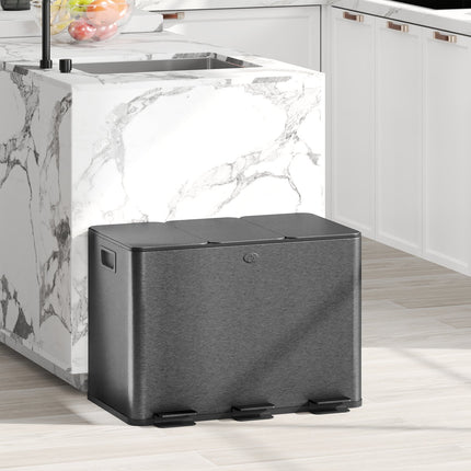 Dreifach-Mülleimer 60L aus Edelstahl