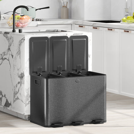 Dreifach-Mülleimer 60L aus Edelstahl