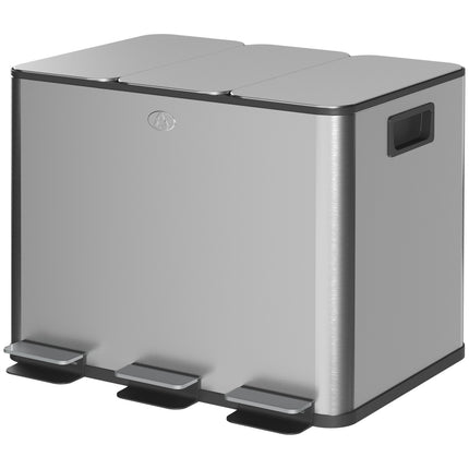 Dreifach-Mülleimer aus Edelstahl, 3 x 20 l