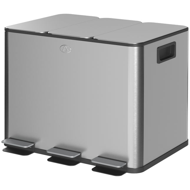 Dreifach-Mülleimer aus Edelstahl, 3 x 20 l