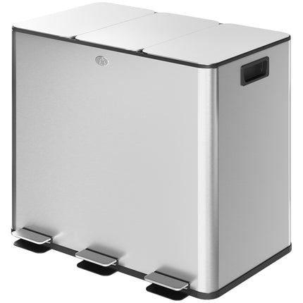 Dreifach-Mülleimer aus Edelstahl, 45L