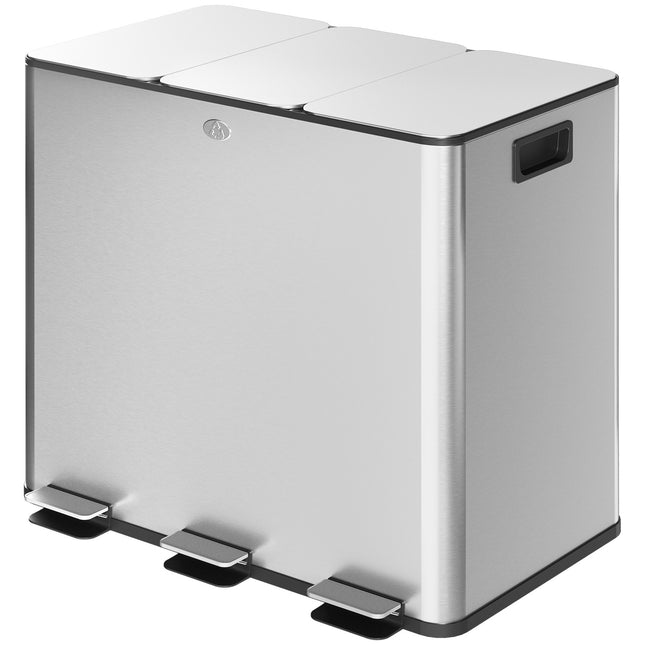 Dreifach-Mülleimer aus Edelstahl, 45L