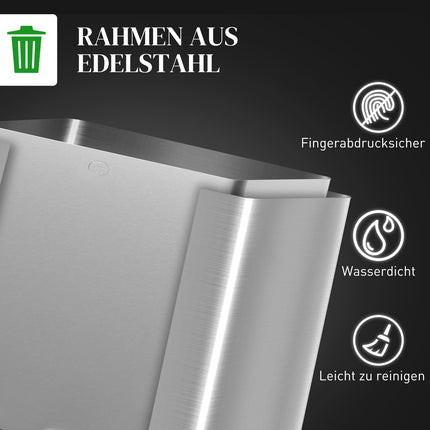 Dreifach-Mülleimer aus Edelstahl, 45L