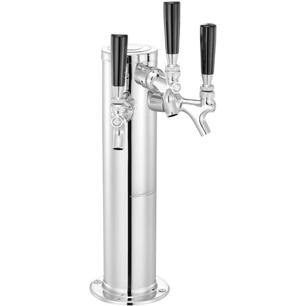Triple Tap Draft Beer Tower, Stainless Steel, Self-Closing
