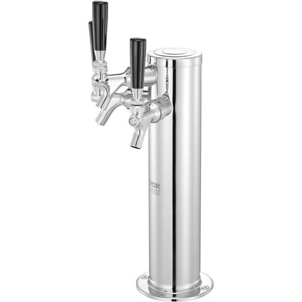 Triple Tap Draft Beer Tower, Stainless Steel, Self-Closing