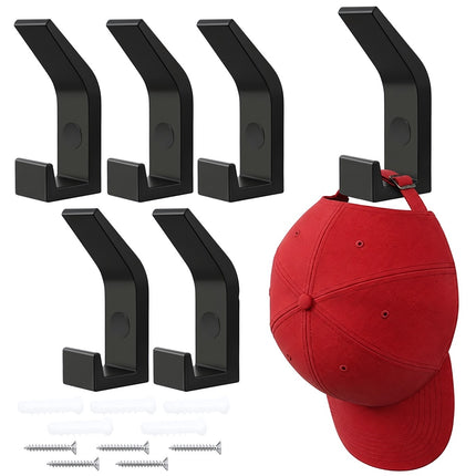 Triple Wall Hooks Set of 5, Matte Black Zinc Alloy, Loft Style, 7 x 3 x 2 cm