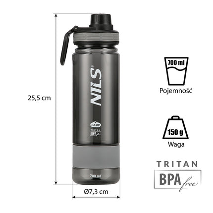 Tritan-Trinkflasche, Grau, 700ml