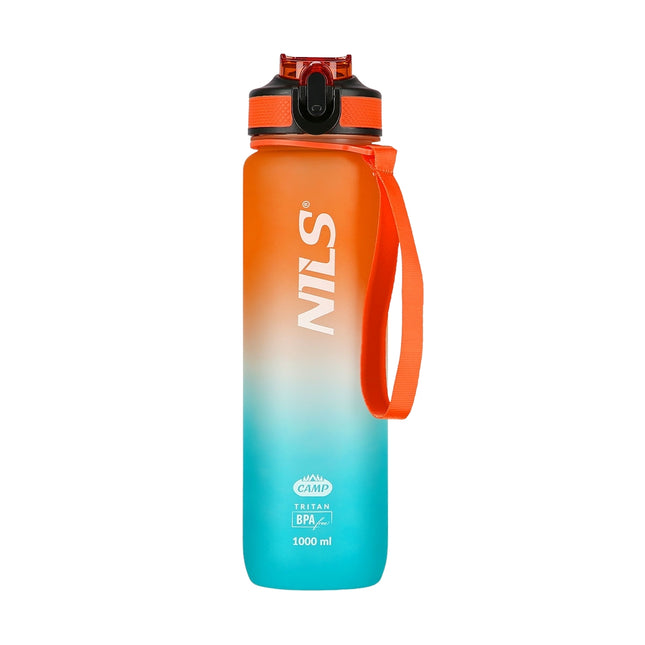 Tritan Trinkflasche, Orange-Blau, auslaufsicher, 1000 ml
