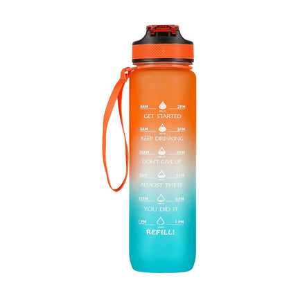 Tritan Trinkflasche, Orange-Blau, auslaufsicher, 1000 ml