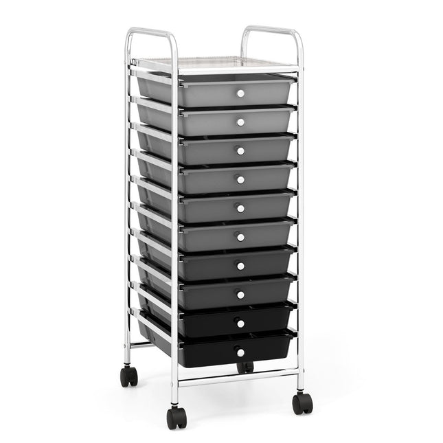Trolley with 10 stackable drawers, roll container, bathroom trolley, bathroom trolley, bathroom shelf
