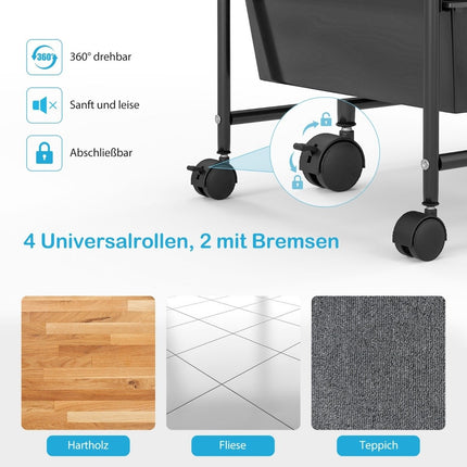 Trolley with 15 stackable drawers Roll container side trolley with 15 drawers Black 62.5 x 37 x 87 cm