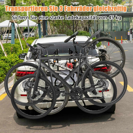 Kofferraum-Fahrradträger für 3 Fahrräder, längen- und winkelverstellbar